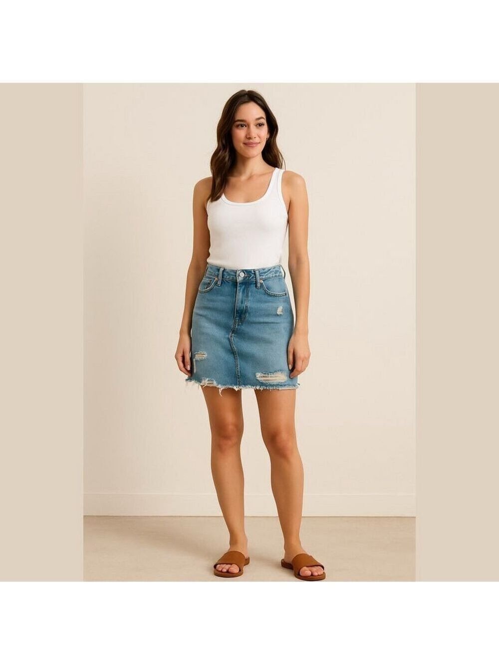 Gap Distressed Denim Skirt Size 27